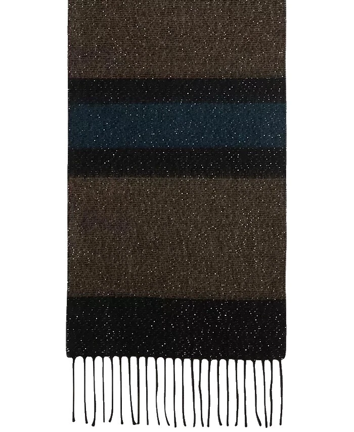 Black Polyester Striped Scarves & Wraps for Women