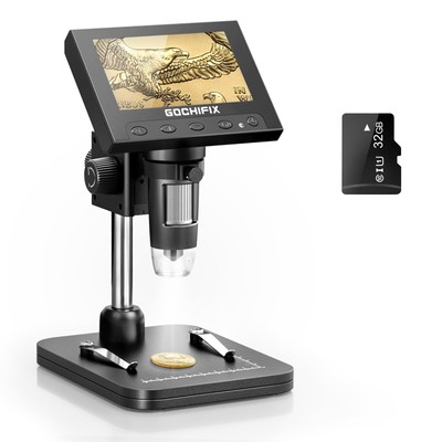 Microscope, GOCHIFIX 4.3'' LCD Digital Microscope 1000X, Coin USB Microscope w...