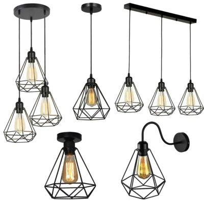Vintage Pendelleuchte Hängelampe Schwarz Retro Industrie Deckenlampe E27 Design - Bild 1 von 4