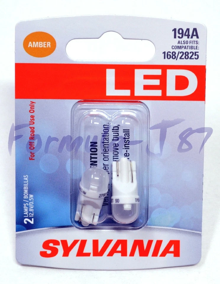 Sylvania Premium Luz LED 194 Ámbar Naranja Dos Bombillas Interior Mapa Repuesto Foto 2 de 4