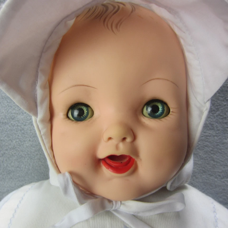 Muñeca bebé Effanbee vintage boca abierta sonrisa cuerpo de tela de aceite 21" Foto 3 de 4