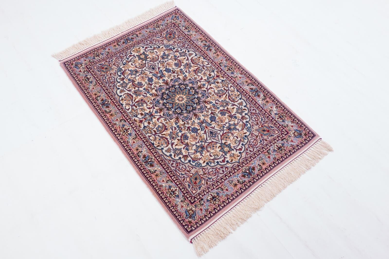 Perser Isfahan Teppich Handgeknüpft 70x100 Mehrfarbig Orientalisch Wolle
