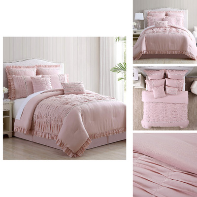 Modern Threads Antonella 8-Piece Pleated Comforter Set California King Mauve