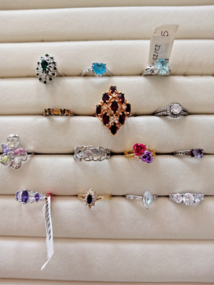 VARIETY STERLING SILVER 925 MULTI-GEMSTONE COCKTAIL STATEMENT RINGS LOT OF 14