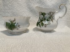 Royal Albert Trillium creamer (or milk jug). It is made of bone china.