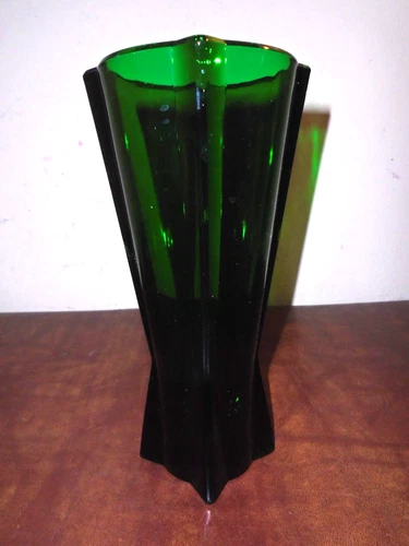 Vintage MCM Retro Atomic Anchor Hocking Forest Green Glass Rocket Ship Vase