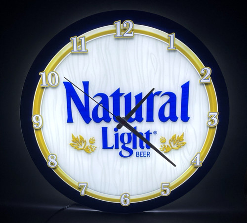 Natural Light Neon Light Up Clock Anheuser Busch Beer Garage Bar Mancave