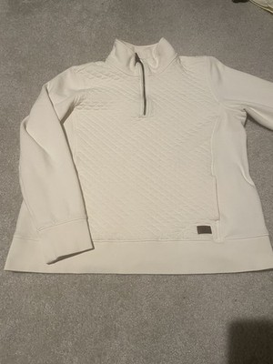 L.L. Bean Sweatshirt Womens XL Quilted Quarter Zip Cream Off White *READ*