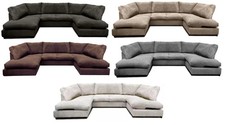 Aspen Full Back 6 Seater U Shaped Corner Jumbo Cord Fabric Sofa