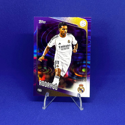 Rodrygo Real Madrid /250 Purple Raindrops Foil 25-26 Topps UEFA Flagship