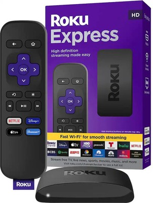 Roku Express 3960R HD Streaming Media Player with HDMI Cable - Black - NEW