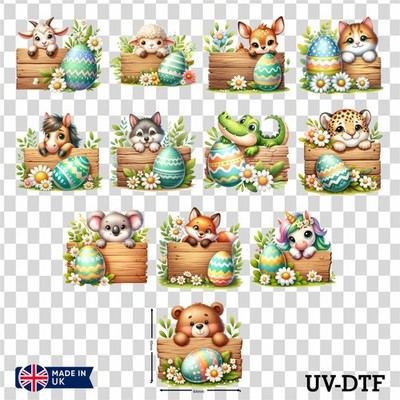 12 Ostern Mix Tiere UV DTF Tasse Aufkleber Zum Selbermachen Libbey Glas Aufkleber Mix eas94
