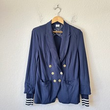 CABI Grand Slam Blazer Womens Sz 8 Navy Blue Double Breasted Preppy Minimalist