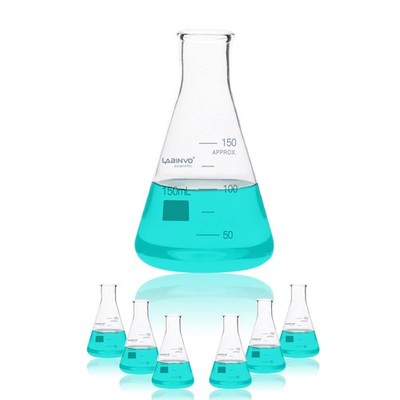 150ML Glass Erlenmeyer Flask, Narrow Mouth Graduated Conical Flask with Marki...