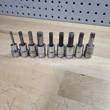 Snap On Tools 3/8 Hex Allen Key Socket Set & 2 Torx Sockets *9 TOTAL SOCKETS*
