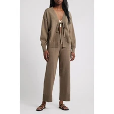 Free People Solar Sweater Set Cardigan Pants - Beige - XS
