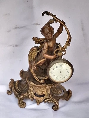 Gros Porte Montre gousset Régulateur décor au chérubin Style Rocaille Louis XV - Photo 1/4