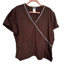SB Scrubs 2XG XXL Dark Espresso Top Veterinary Medical Dental Polyester Cotton