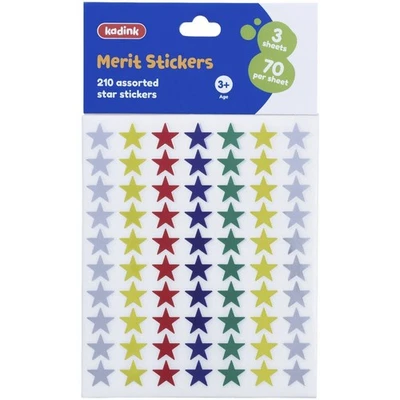 Kadink Merit Stickers 210 Pack Assort Color Stars - Reward system at home, class - image 1 of 2
