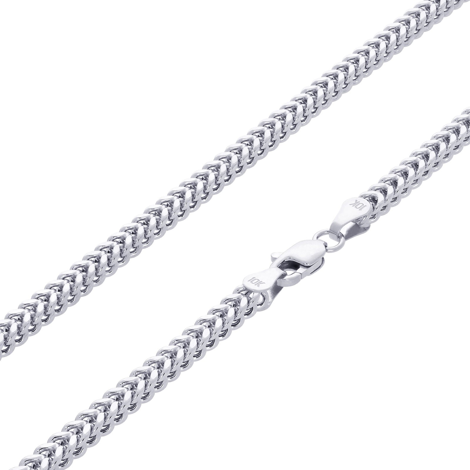 10K White Gold Womens 2.5mm Franco Square Box Foxtail Wheat Necklace Chain 18"