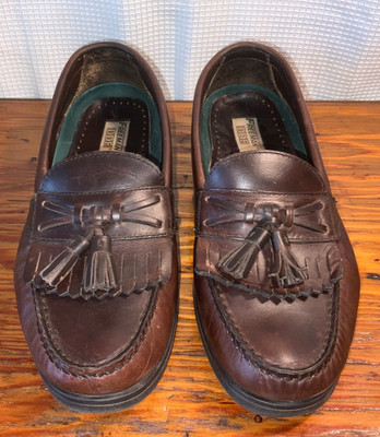 Sz 9.5 Freeman DDF Men s Brown Leather Tasseled Loafers Casual/Dress Shoes