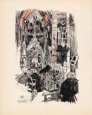  MATHURIN MEHEUT Devant le chef de St Yves héliogravure originale Bretagne 1930