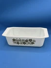 Pyrex Spring Blossom Floral 913 Loaf Rectangle Green Opal Glass Baking Dish Vtg
