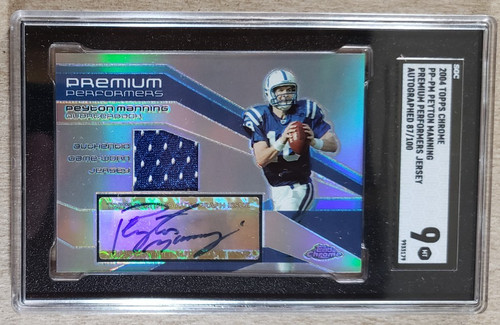 2004 Topps Chrome Peyton Manning Game Used Jersey Auto /100 SGC 9 Colts