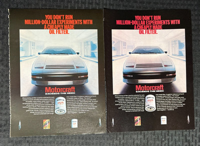 1983 MOTORCRAFT OIL FILTERS 8x11'' Print Ad FN/FN+ Exceeds the Need LOT of 2