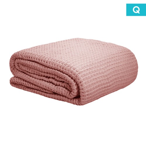 Manta waffle 300GSM 100 % algodón rosa polvoriento - Imagen 5 de 6