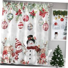 Christmas Shower Curtains for Bathroom 72"W x 72"L Pack of 1 White Red