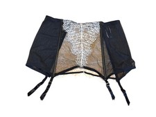 Victorias Secret Black  White Lace Garter Belt With Adjustable Straps Size L