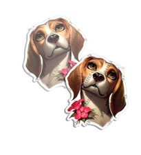 Beagle Sticker Puppy Profile Decal car truck laptop cuddly creatures 2 PACK