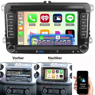 Für VW GOLF PLUS Android 15 Apple Wireless Carplay Autoradio GPS WIFI Navi 2*USB