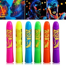 6 Pcs Glow in the Dark Face Body Paint,Blacklight Neon Multicolor6