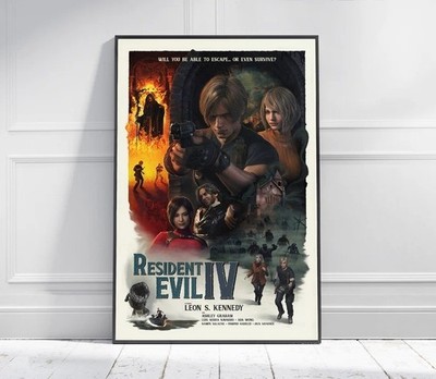 Resident Evil 4 Leon Kennedy Ashley Graham Survival Horror Game Poster