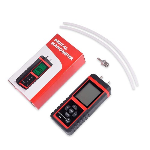 Digital Manometer 2 Pipes Differential Air Gas Pressure Tester Gauge w/ 12 Units - Picture 1 of 8