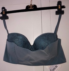 La Perla Blue Bra  36B  New  Floral Lace Peekaboo Bustier  Bandeau Bra  $500