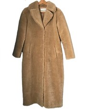 Stand Studio Maria Coat Long Maxi Teddy Faux Fur Shearling Size 8 Eu 34