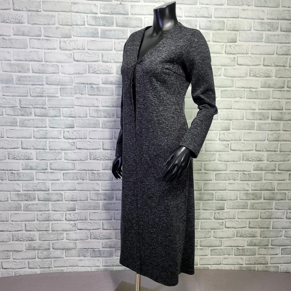 Cardigã longo vintage anos 90 Eye Candy tamanho M preto cinza espanador gravata frontal grunge - Imagem 4 de 4