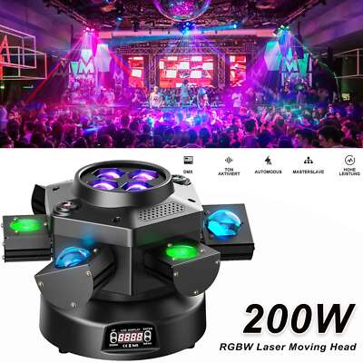 200W Laser Moving Head Strobe Strahler RGBW Beam Bühnenlicht DMX Halloween Party
