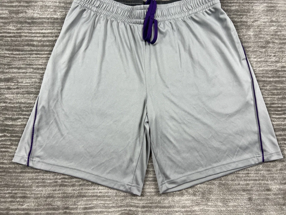Pantalón Corto Xersion Para Hombre Extra Grande Gris Púrpura Baloncesto Gimnasio Deportes Atléticos Foto 3 de 4