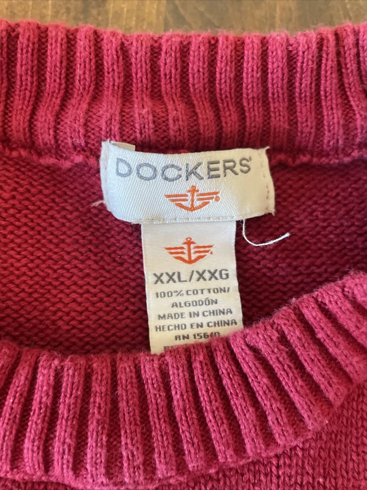 Suéter Dockers Tejido Para Hombres 2XL Rojo Isla Justa Copos de Nieve Tejido Apretado Preppy Y2K Foto 4 de 4