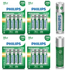 Original Philips 16 Packs 1.2V AA 2500mAh NiMH HR6 Rechargeable Batteries NEW