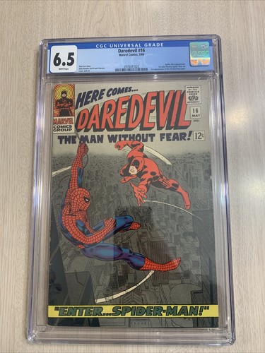 DAREDEVIL 16 CGC 6.5 FN+ WHITE PAGES 1966 LEE & ROMITA SPIDER-MAN IST MARAUDER