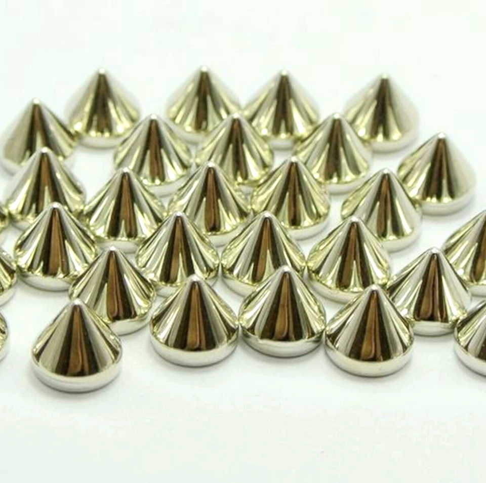 200 Серебряного тона панк акриловый шип конус запонки 8 X 8 мм без отверстия плоский кабошон - Изображение 2 из 4