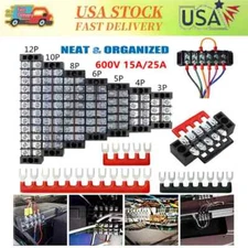 Dual Row 3-12 Positions 600V 15/25A Screw Terminal Block Terminal Barrier Strip