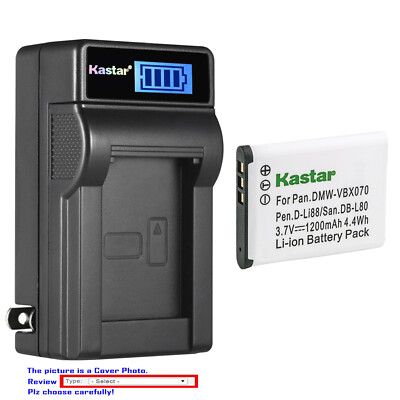 Kastar Battery LCD Wall Charger for Sanyo DB-L80 VPC-CG100EXBK-B VPC-CG100EXW-B