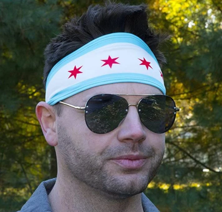 Diadema deportiva elástica antideslizante con bandera de Chicago internacional para hombre y mujer Foto 2 de 4