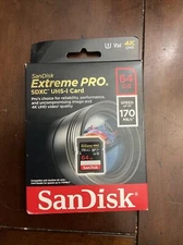 SanDisk 64GB Extreme PRO SD SDXC Card 170MB/s Class 10 UHS-1 U3 4K Memory V3 64G